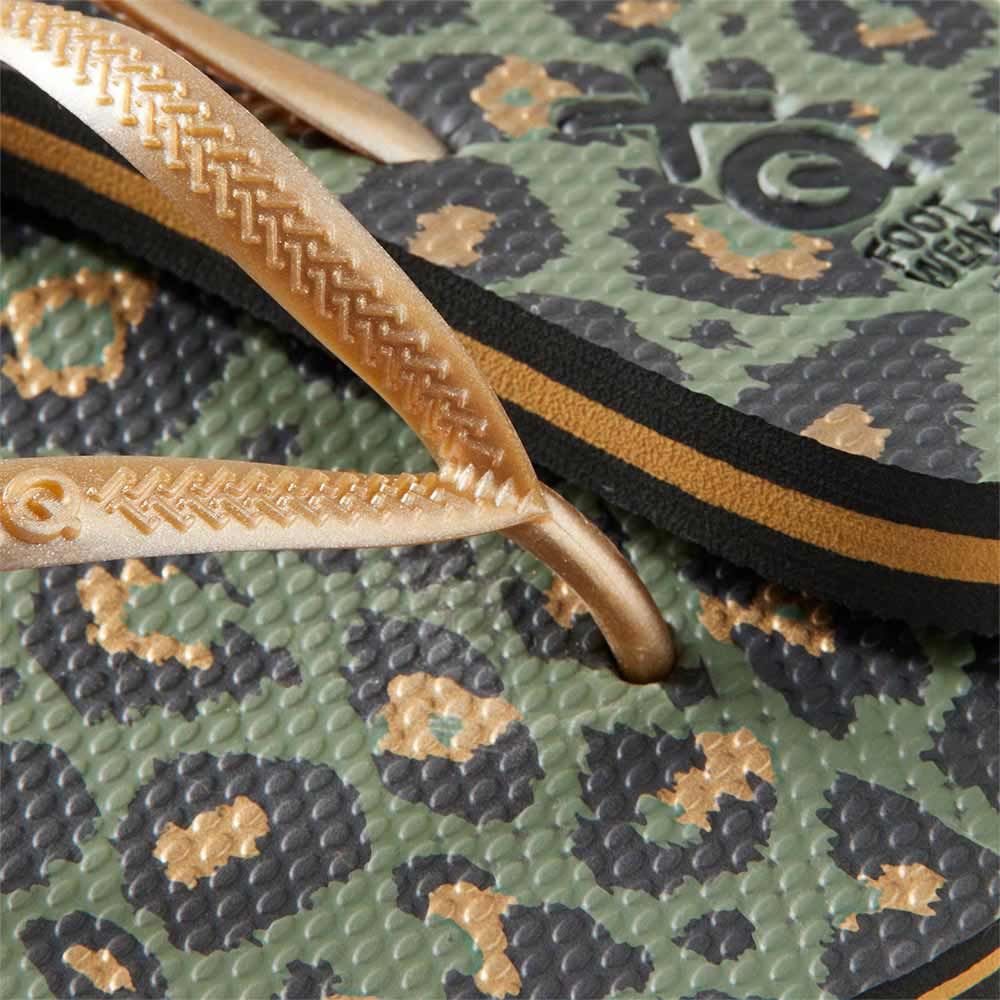 XQ Teenslippers Dames Panter Print Army Green 