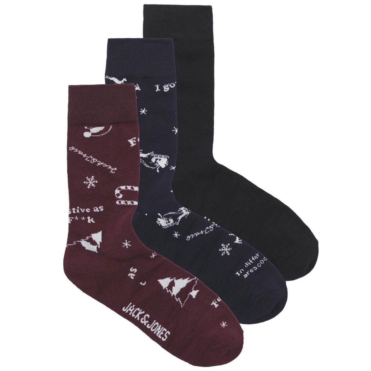 Jack & Jones Kerst Sokken Giftbox 3-pack JACSNOWFLAKE