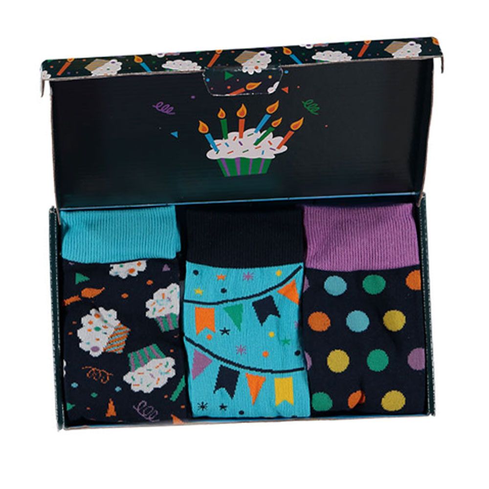 Apollo Sokken Giftbox Verjaardag Heren Balloons & Dots met gratis wenskaart