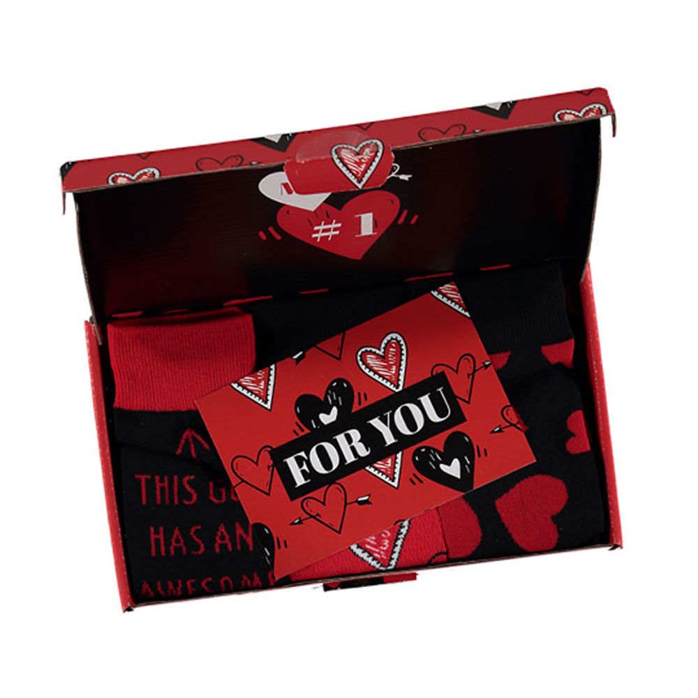 Apollo Valentijn Cadeau Sokken Giftbox Hearts Heren met gratis wenskaart