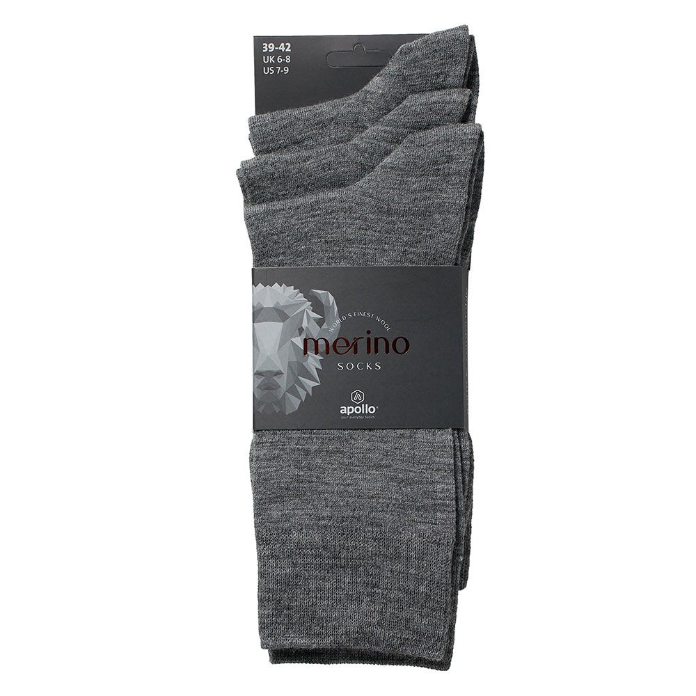 Apollo Merinowollen Sokken 3-pack Medium Grey Melange