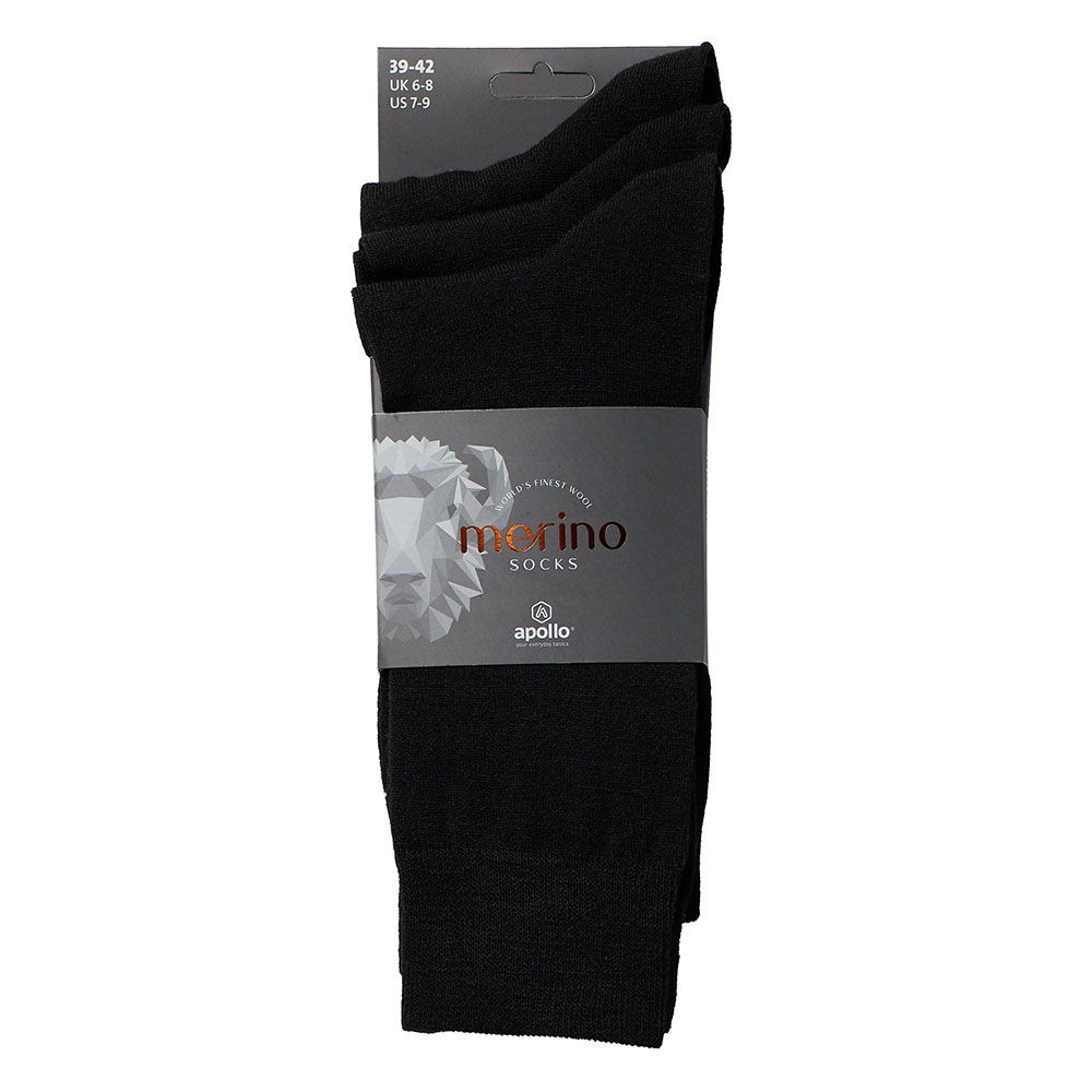 Apollo Merinowollen Sokken 3-pack Zwart