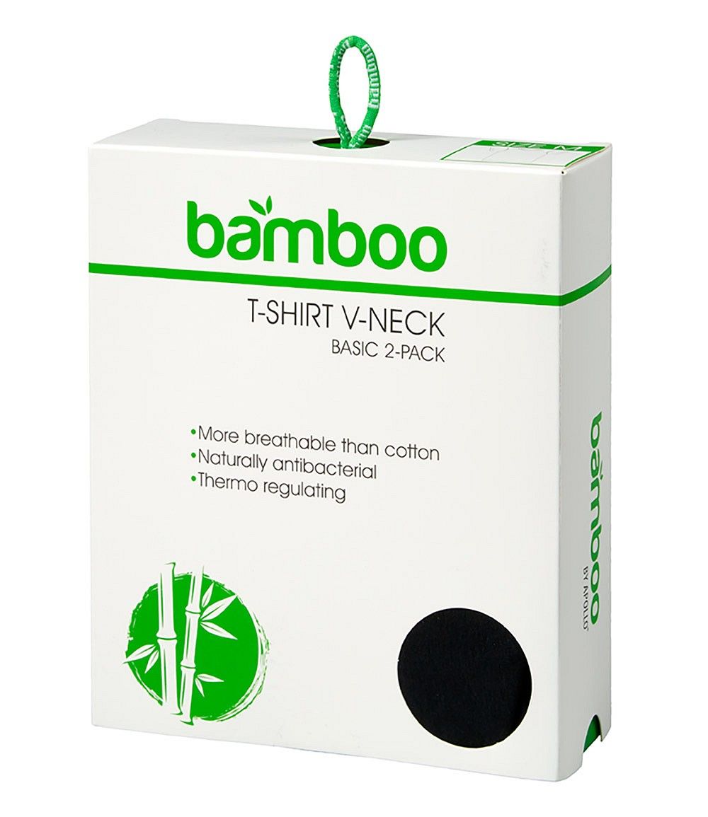 Apollo T-shirt Heren Bamboo Basic V-neck Zwart 4-pack