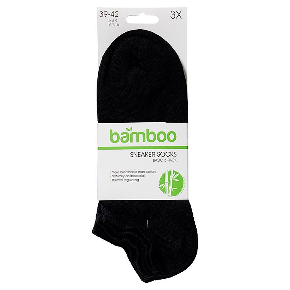 Apollo Sneakersokken Basic Bamboo Zwart 9-pack