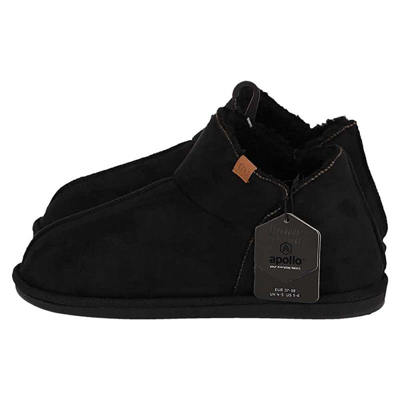 Apollo Pantoffels Dames Boots Suede Zwart