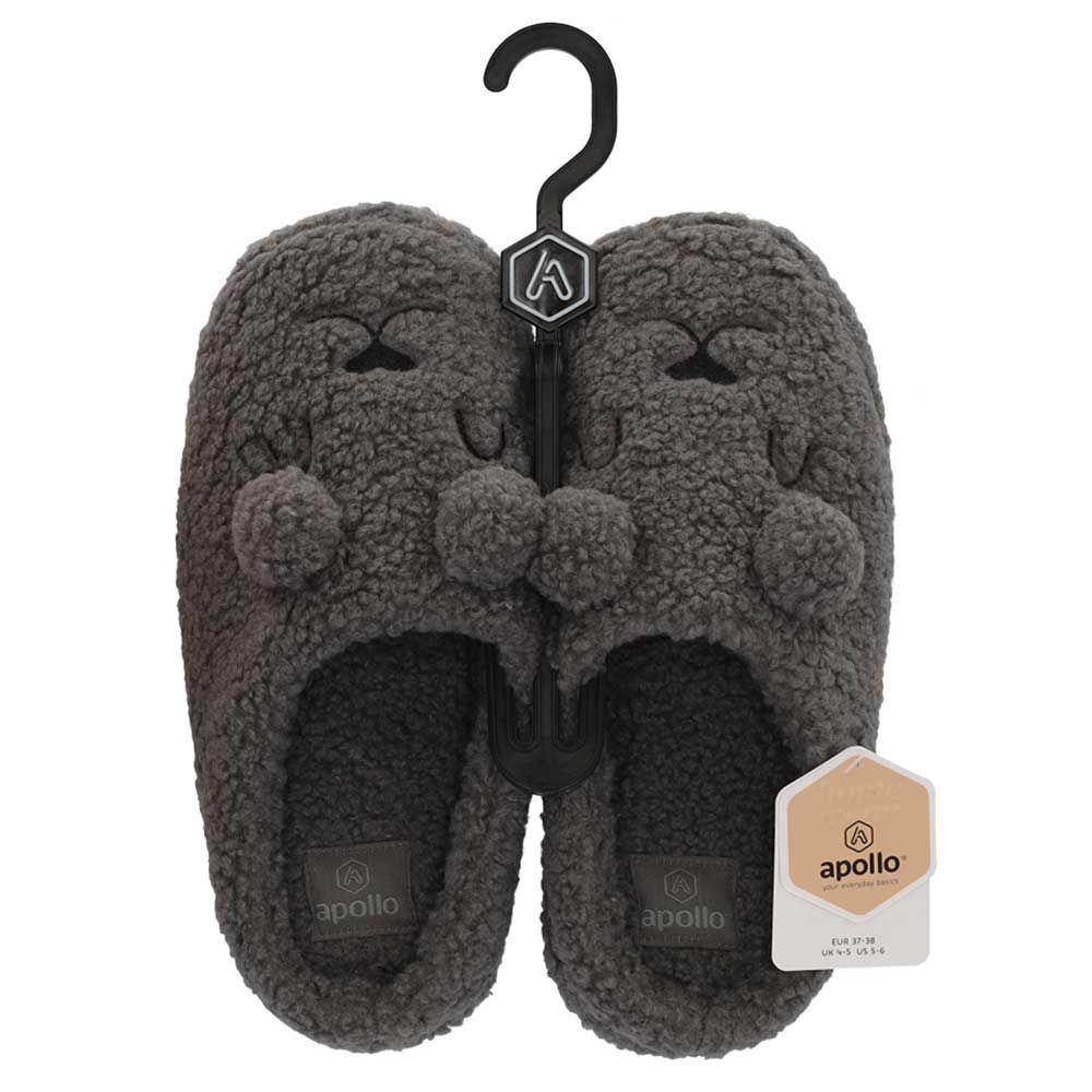 Apollo Pantoffels Dames Teddy Bear Antraciet