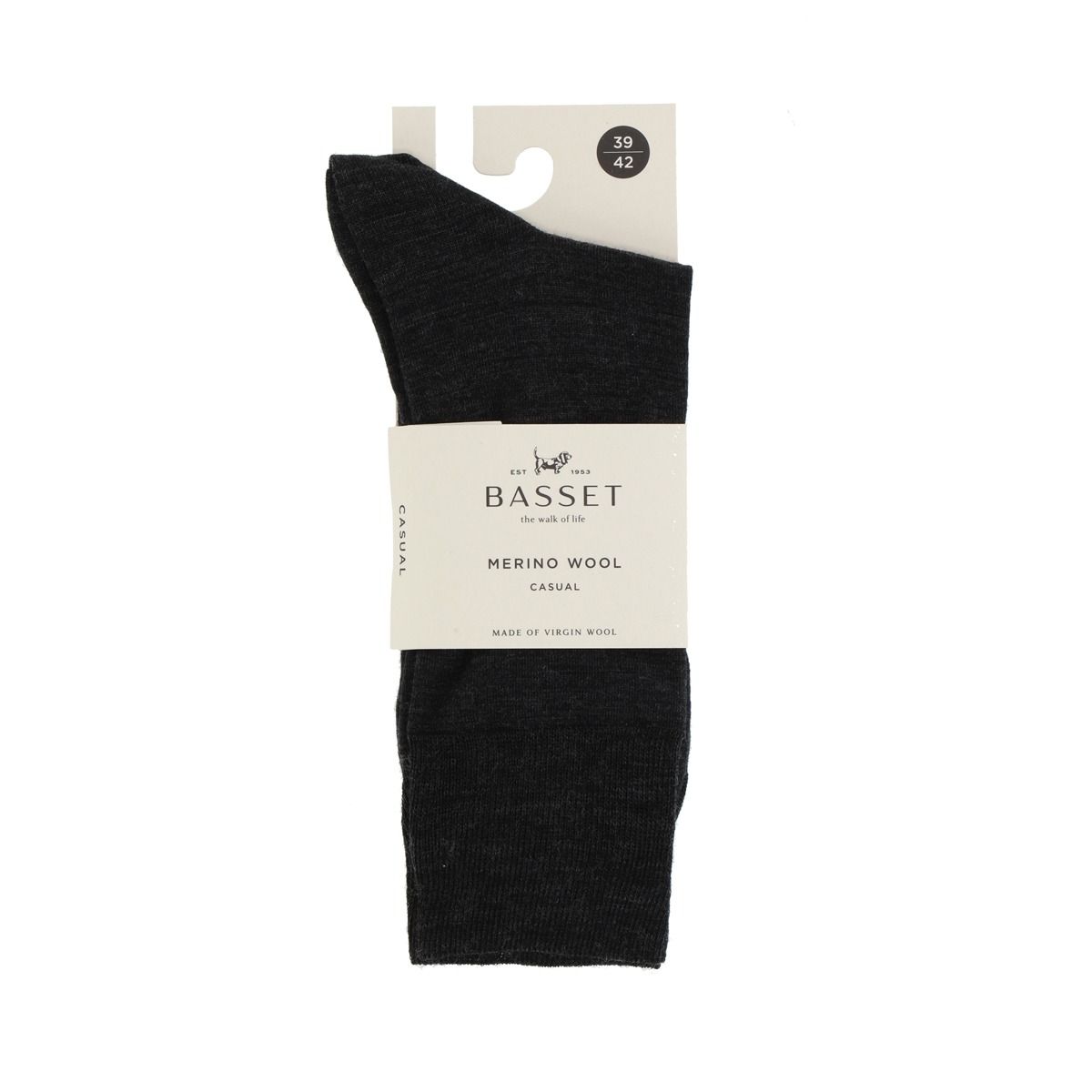 Basset Merinowollen Sokken Casual 3-pack Antraciet