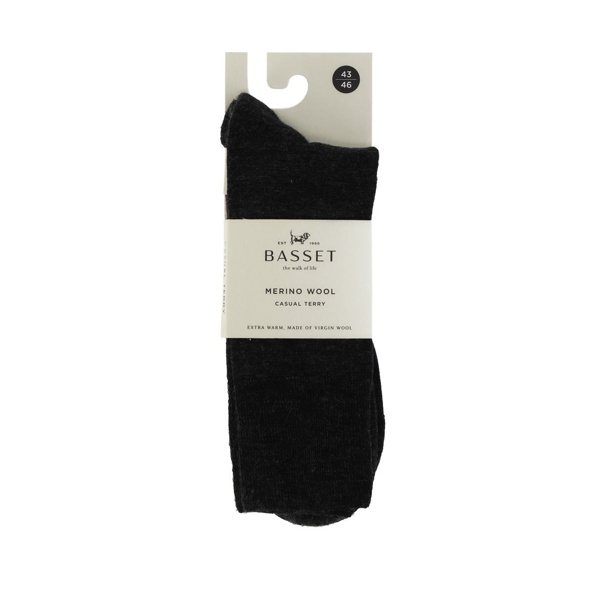 Basset Merinowollen Sokken Casual Badstof Zool 3-pack Antraciet