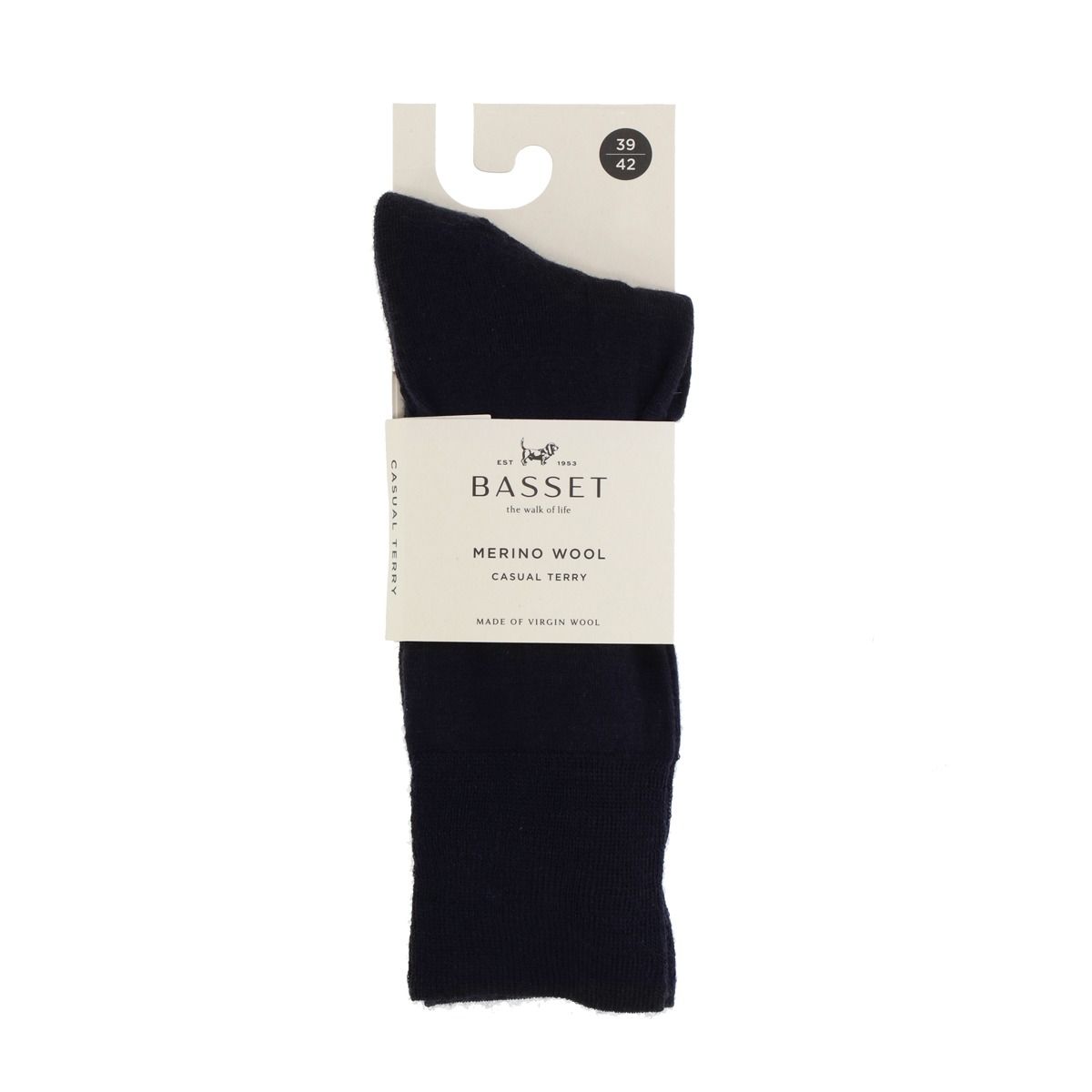 Basset Merinowollen Sokken Casual Badstof Zool 3-pack Marine