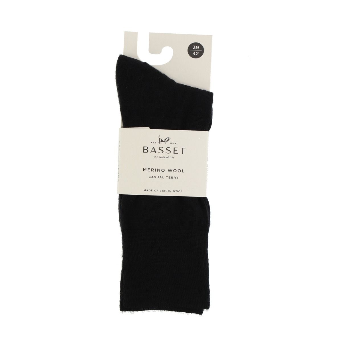 Basset Merinowollen Sokken Casual Badstof Zool 3-pack Zwart