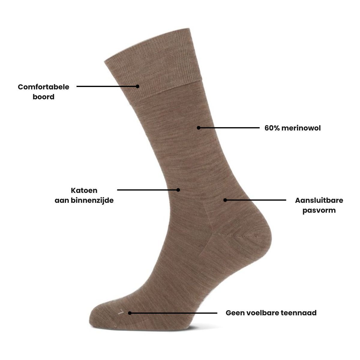 Basset Merinowollen Sokken Casual Beige