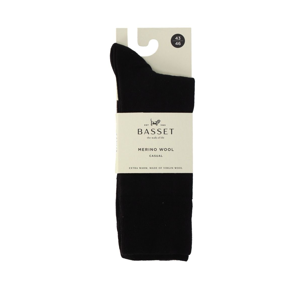 Basset Merinowollen Sokken Casual 3-pack Zwart