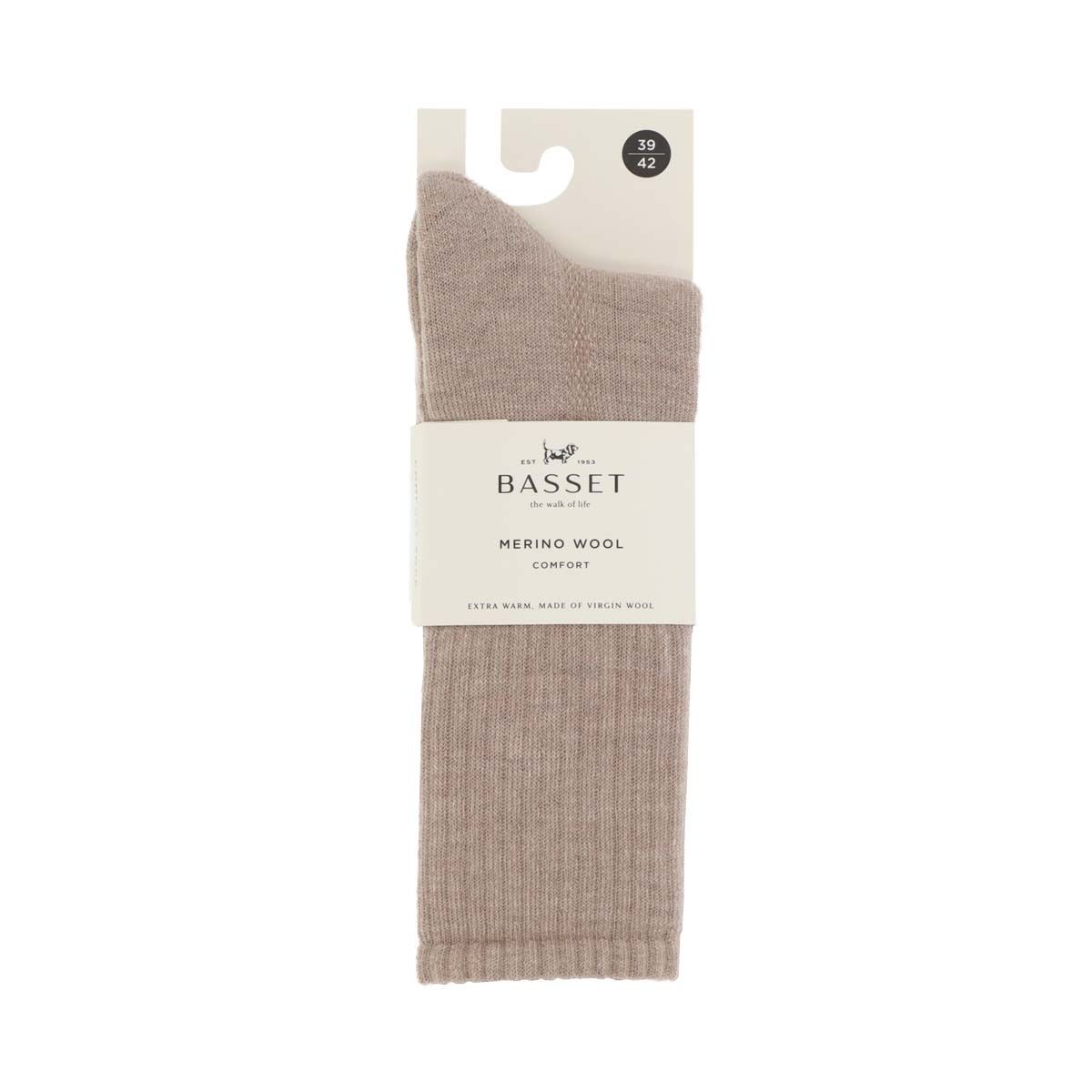 Basset Merinowollen Sokken Comfort 3-pack Beige