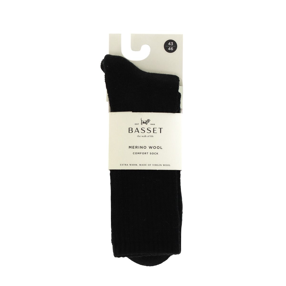Basset Merinowollen Sokken Comfort Zwart