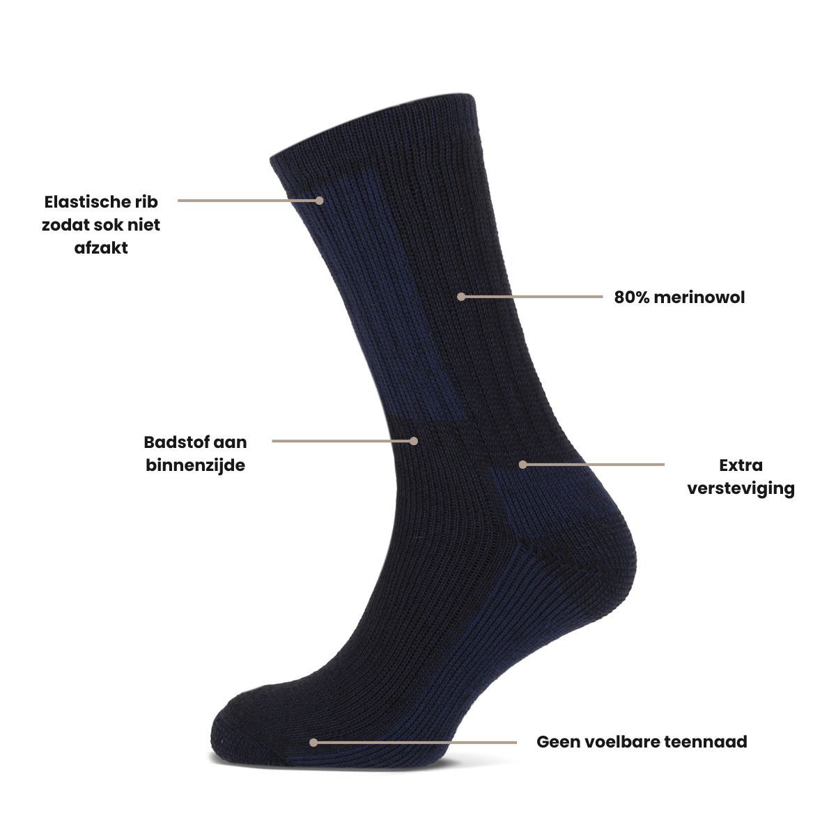 Basset Thermosokken Merinowol 3-pack Marine