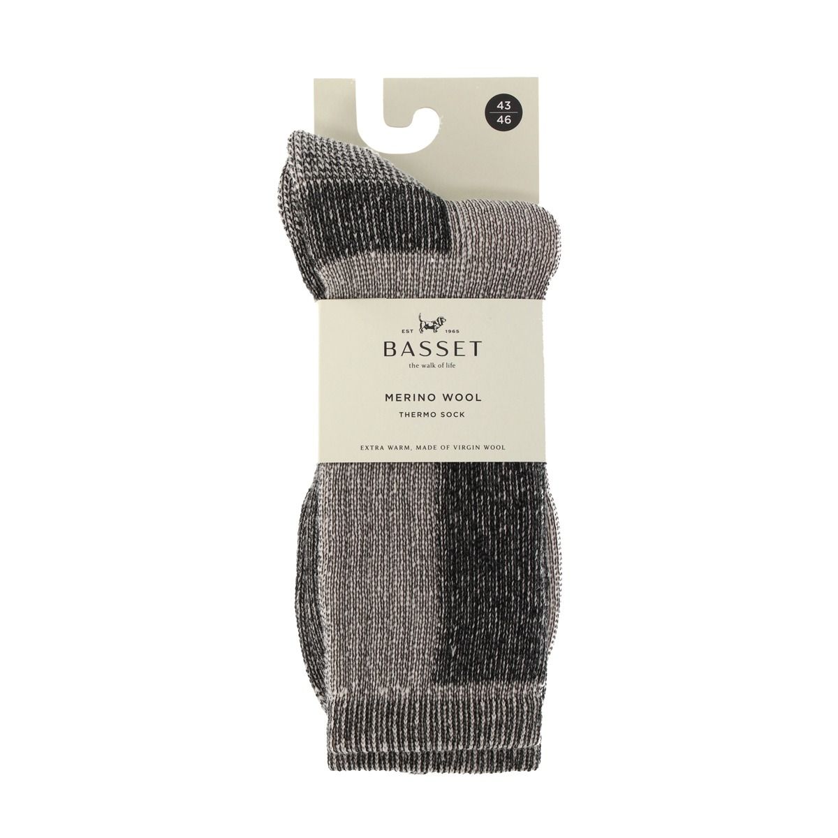 Basset Thermosokken Merinowol Off White Black