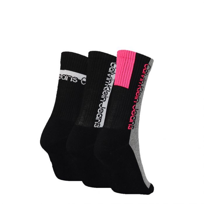 Calvin Klein Dames Sokken Athleisure 3-pack Zwart /Grijs/Roze
