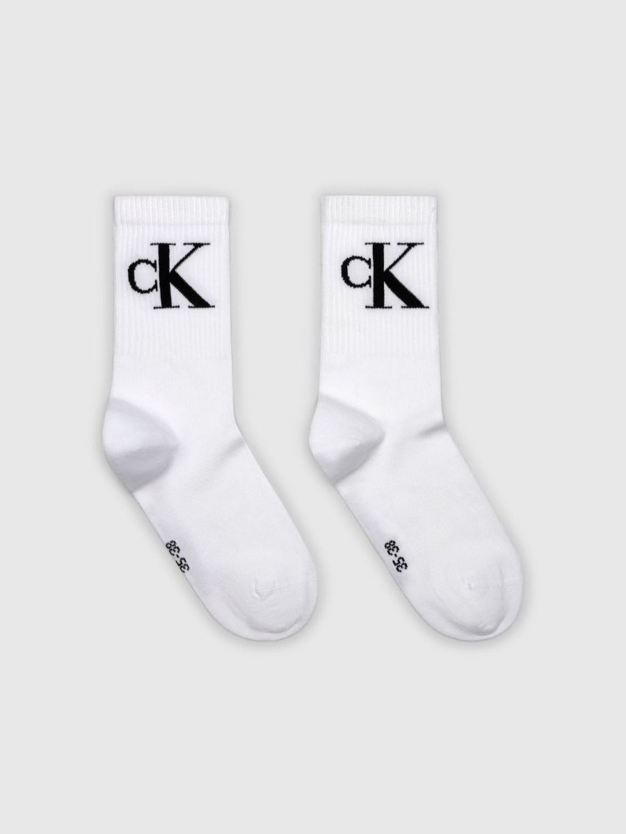 Calvin Klein Sokken Dames Monogram 2-pack Wit