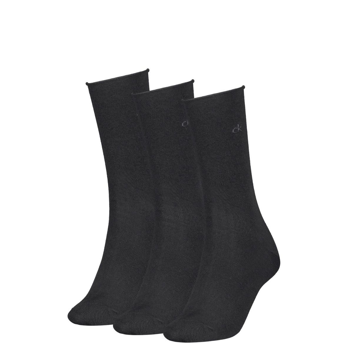Calvin Klein Sokken Dames Roll Top 3-pack Zwart