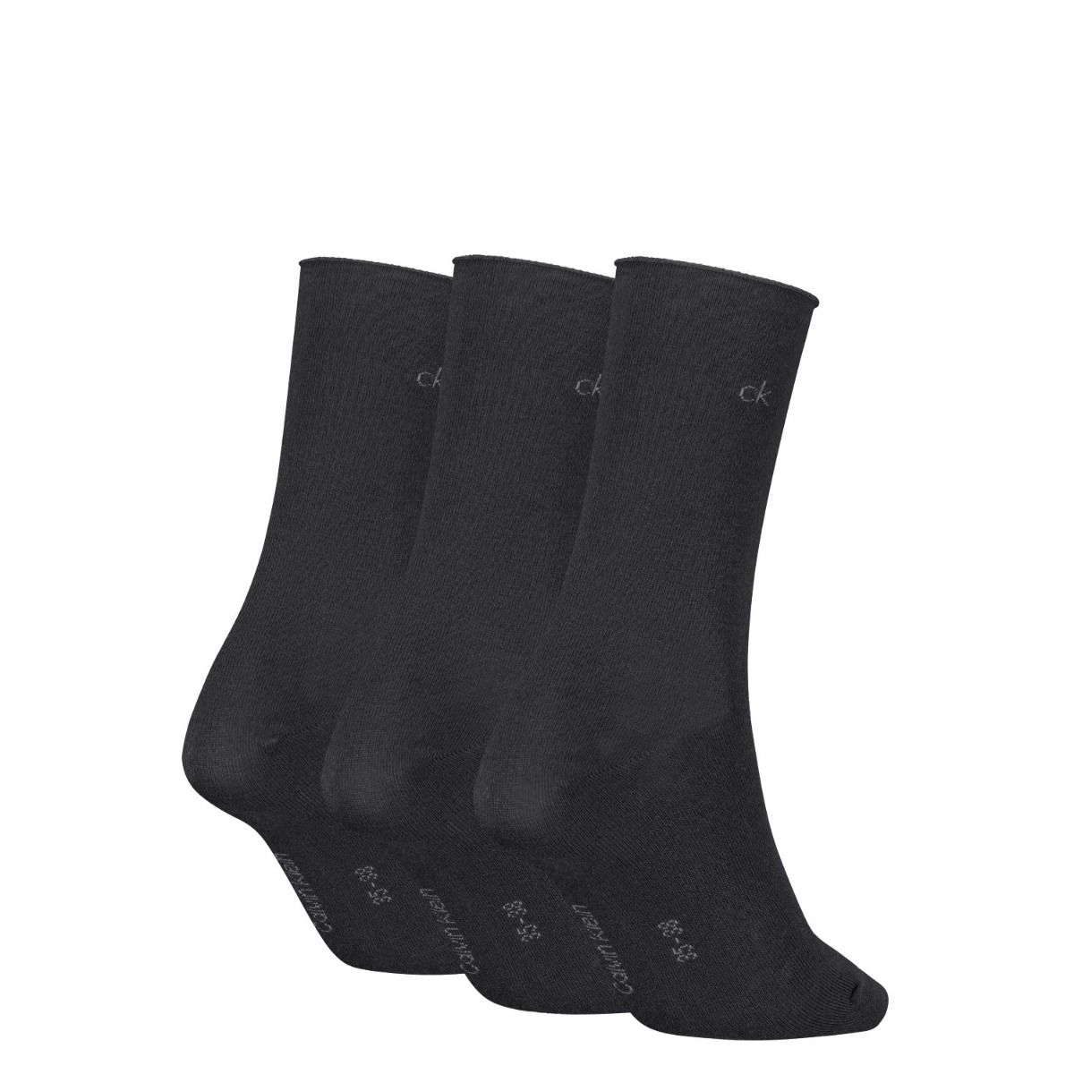 Calvin Klein Sokken Dames Roll Top 3-pack Zwart