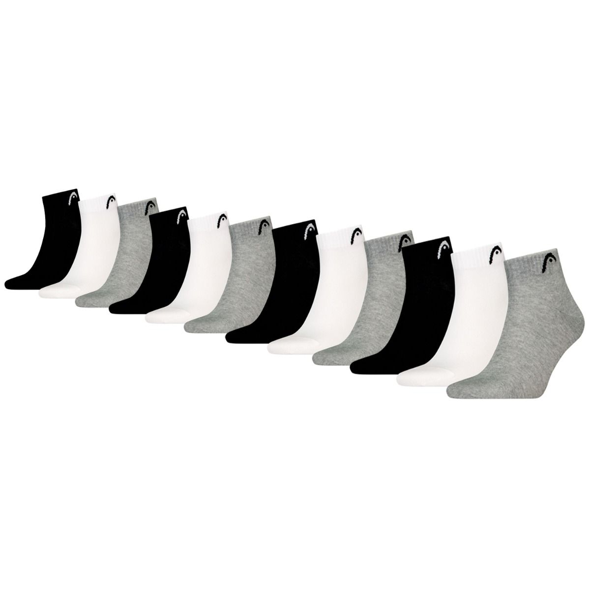 HEAD Quartersokken Training 12-pack Grijs / Wit / Zwart