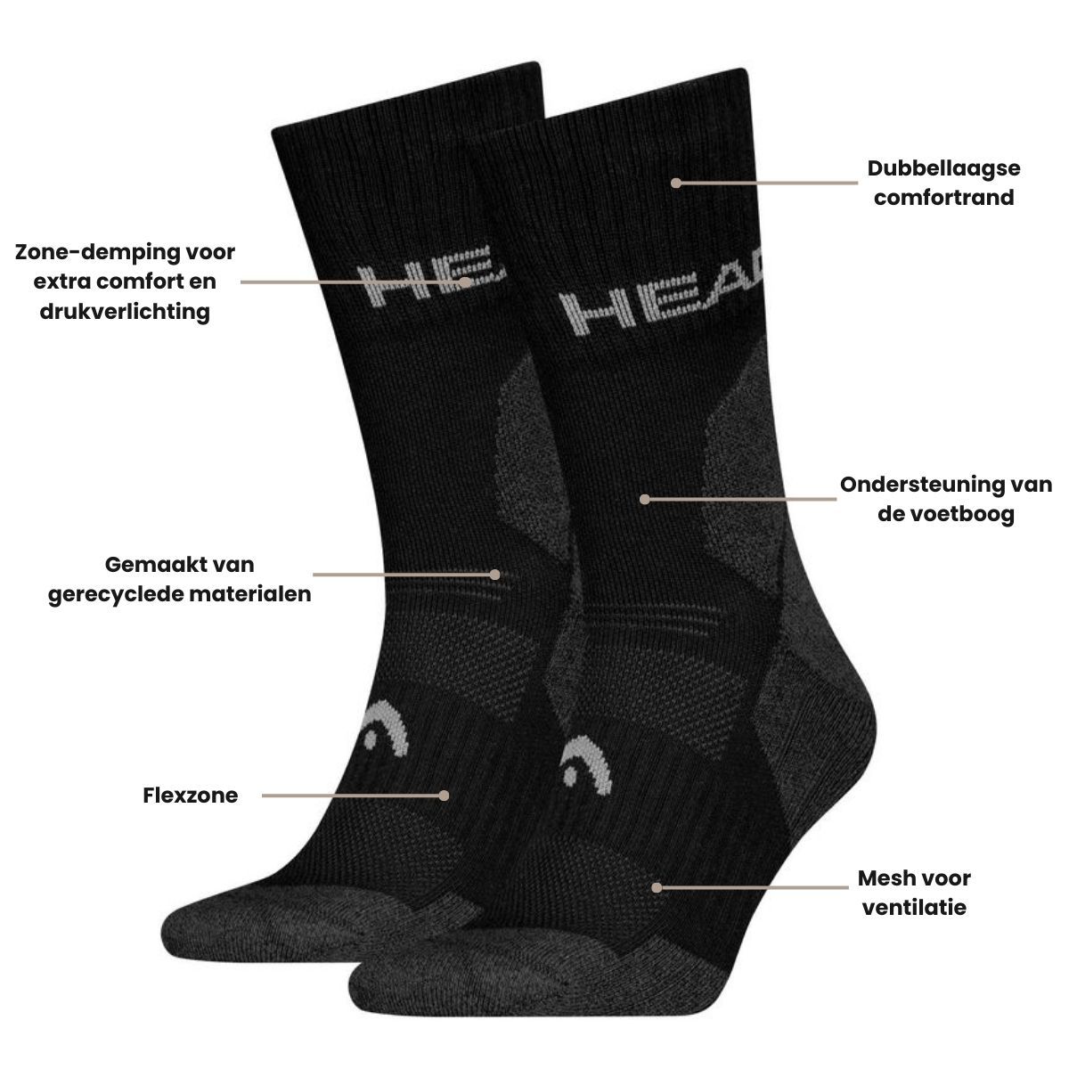 HEAD Wandelsokken All Climates Hiking Crew 6-pack Zwart