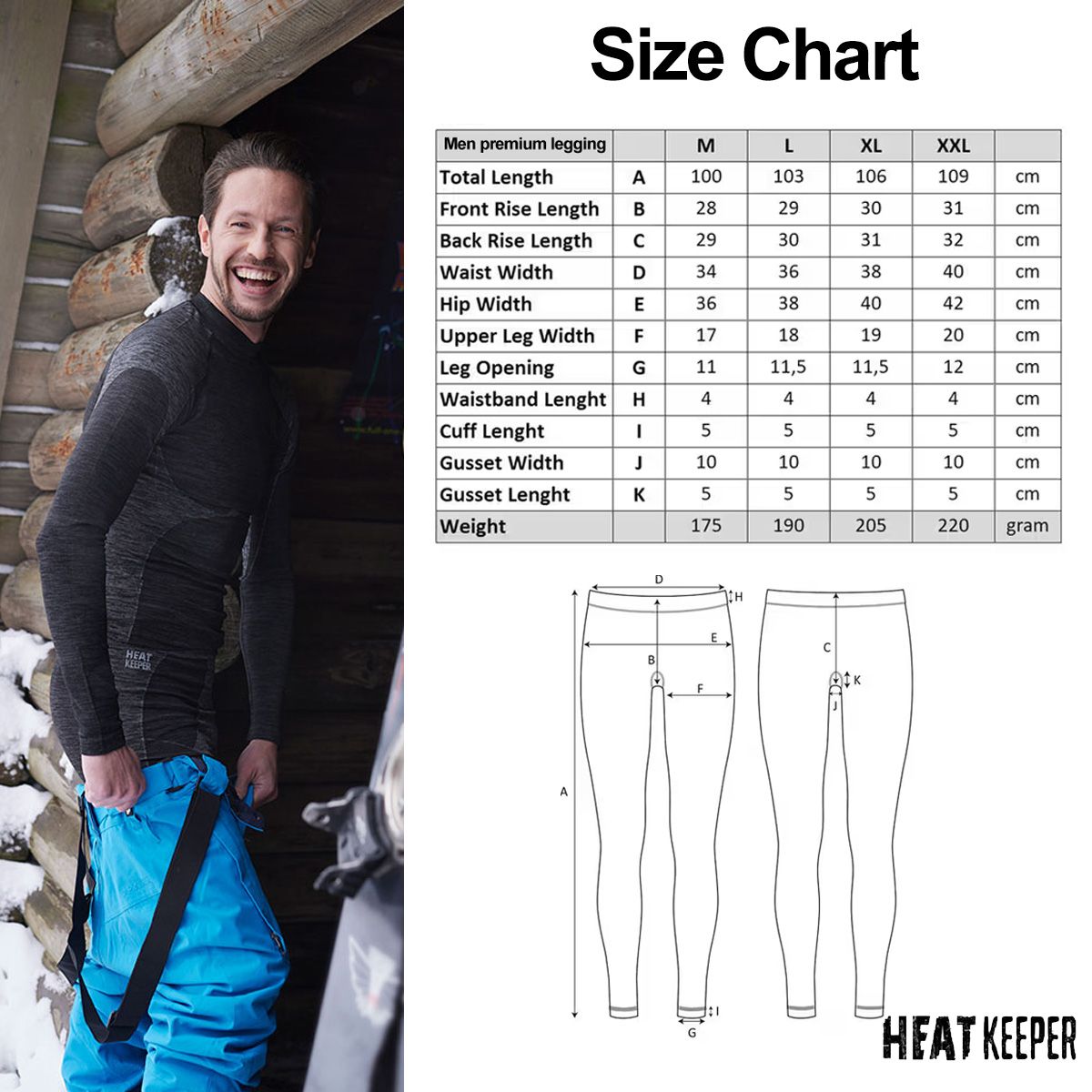 Heatkeeper Thermo Legging Heren Premium Zwart Melange