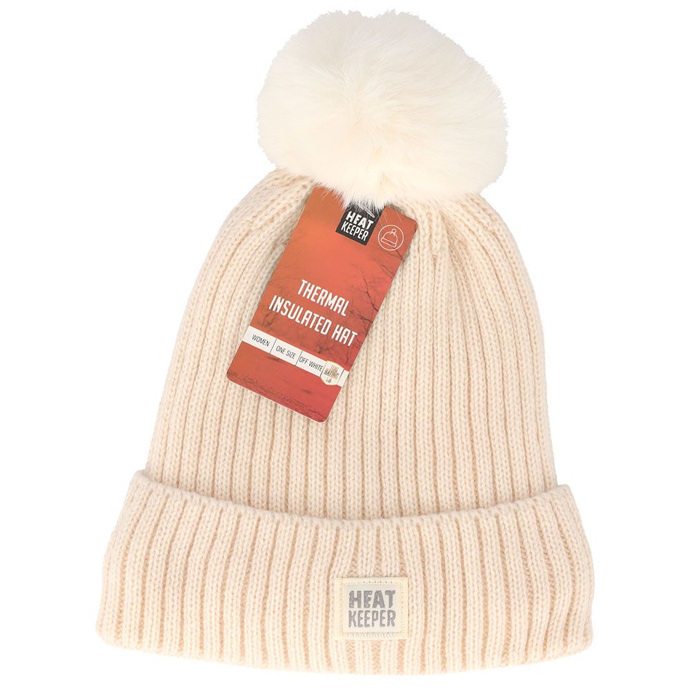 Heatkeeper Thermo Muts met Pompon Dames Off White