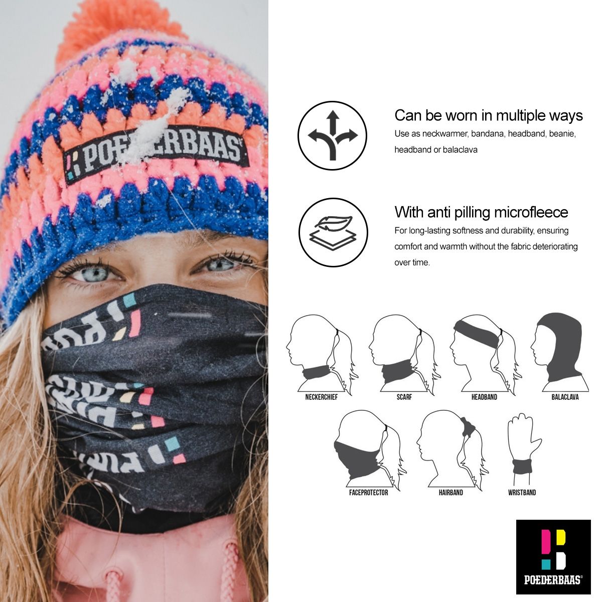 Poederbaas Nekwarmer Blauw / Wit