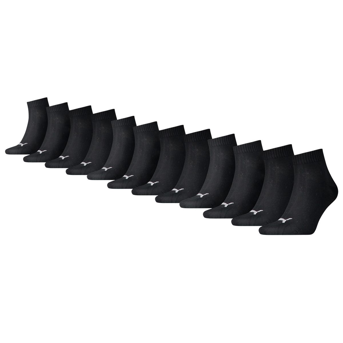 Puma Quarter Sokken Plain 12-pack Zwart