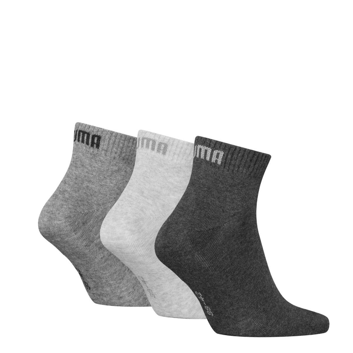 Puma Quarter sokken 3-pack Antraciet Melange