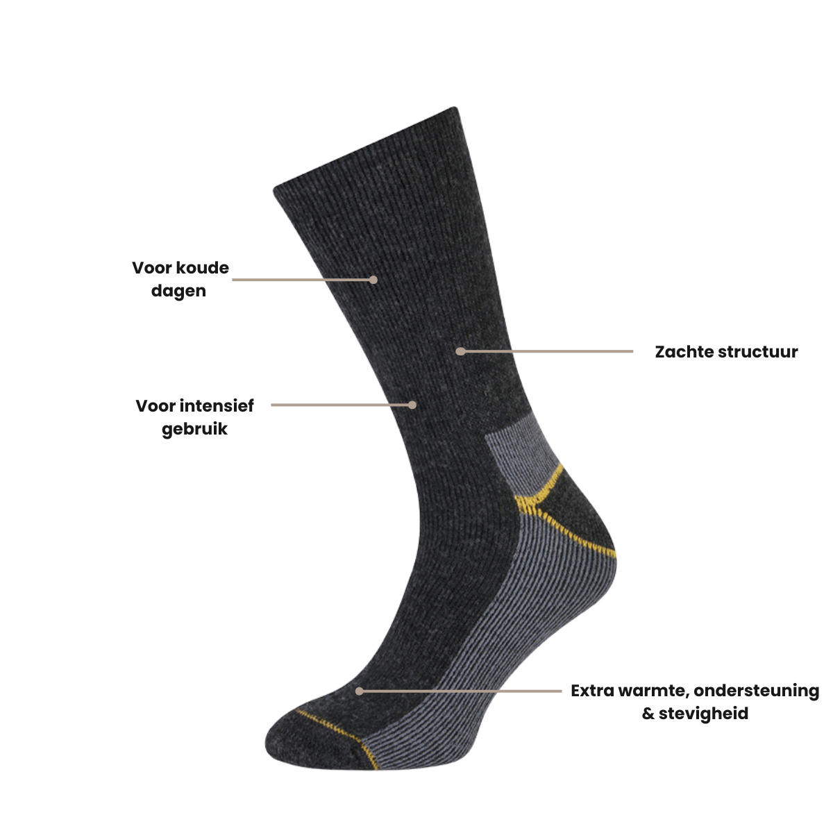 STAPP Thermosokken Heren Yellow 2-pack Antraciet Melange