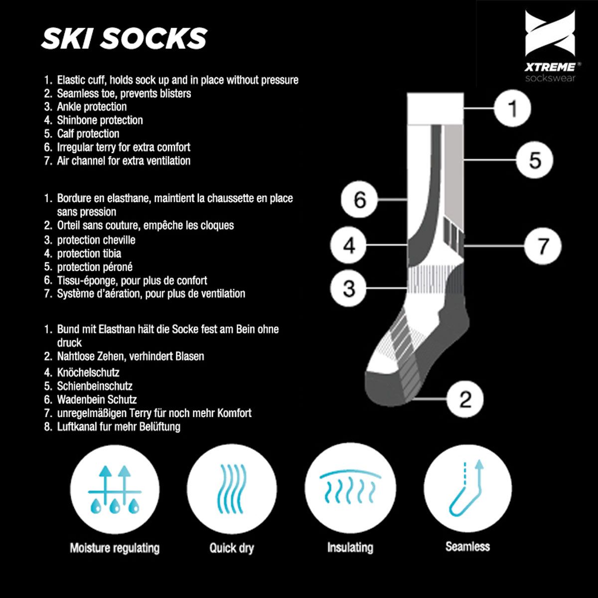 Xtreme Skisokken Unisex 6-pack Multi Red