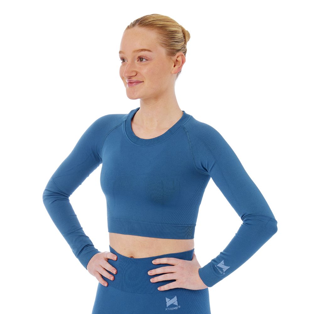Xtreme Sportswear Croptop lange mouwen Dames Blauw
