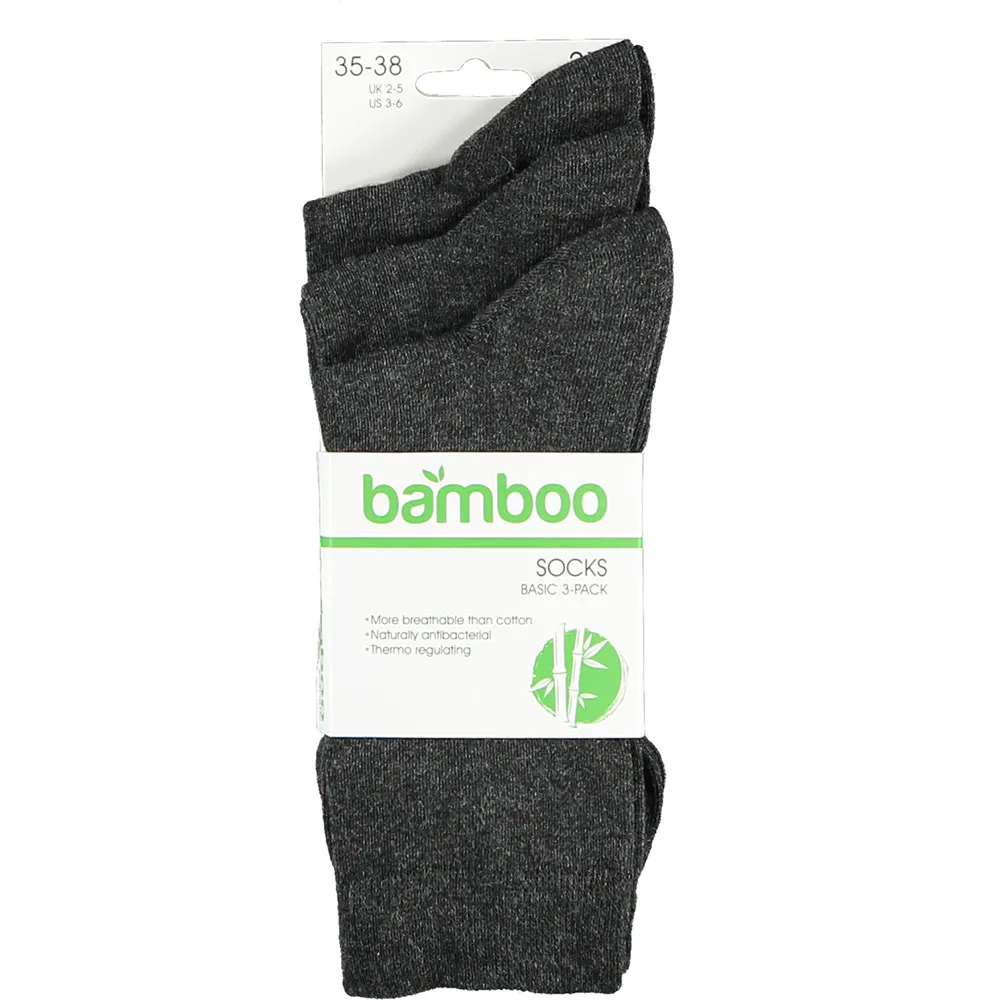 Apollo Sokken Basic Bamboo Antraciet Melange 3-pack