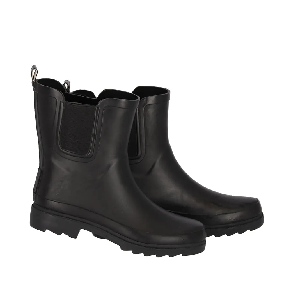 XQ Dames Regenlaarzen Rubber Plain Chelsea Zwart 