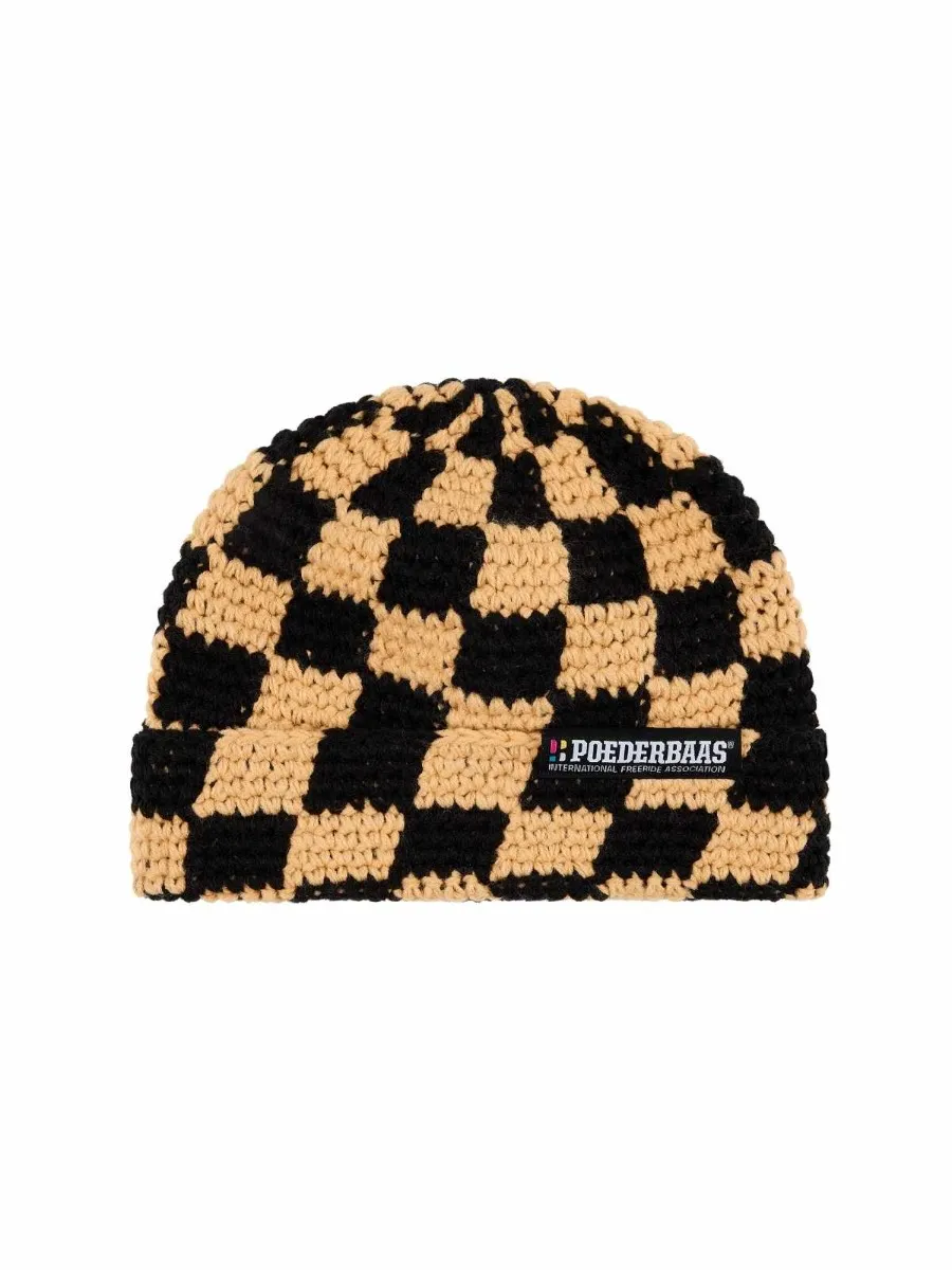 Poederbaas Muts Heren Checkerboard Warm Sand