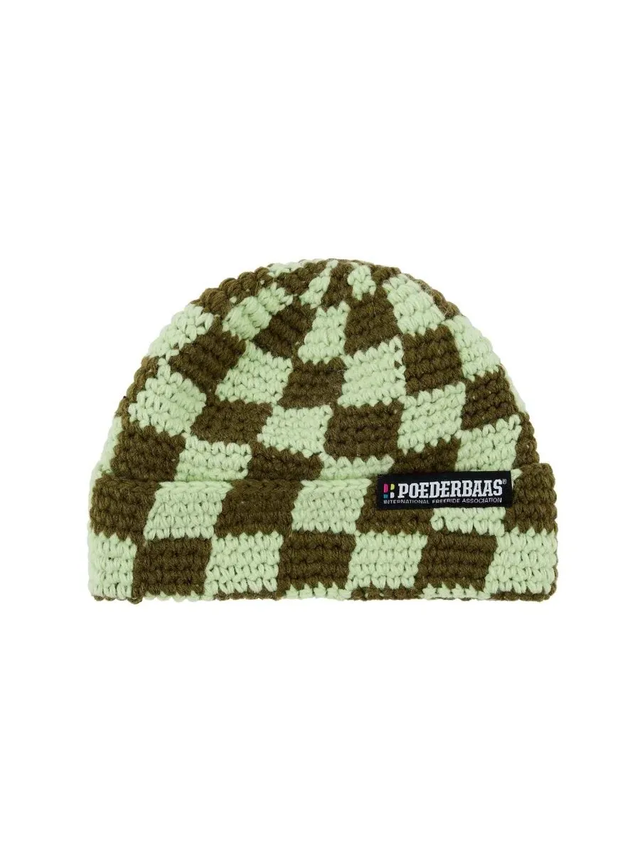 Poederbaas Muts Heren Checkerboard Olive Green
