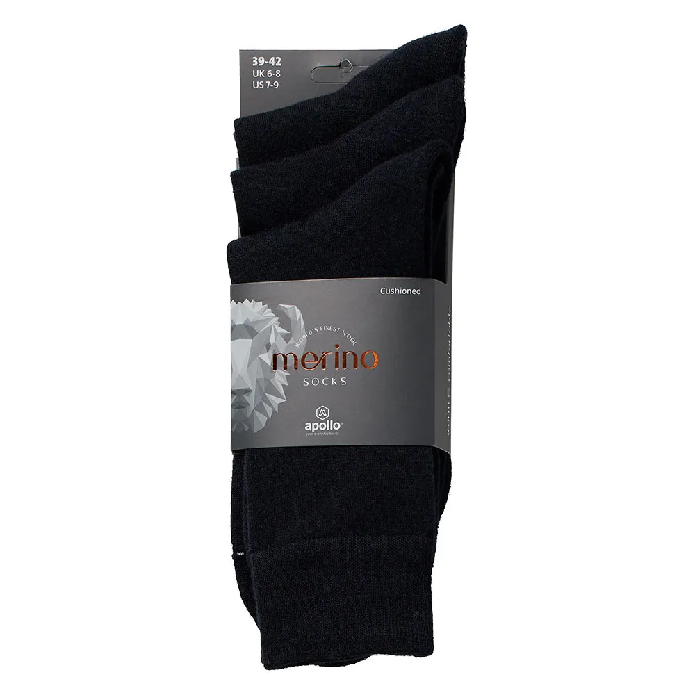 Apollo Merinowollen Sokken Badstof Zool 3-pack Navy