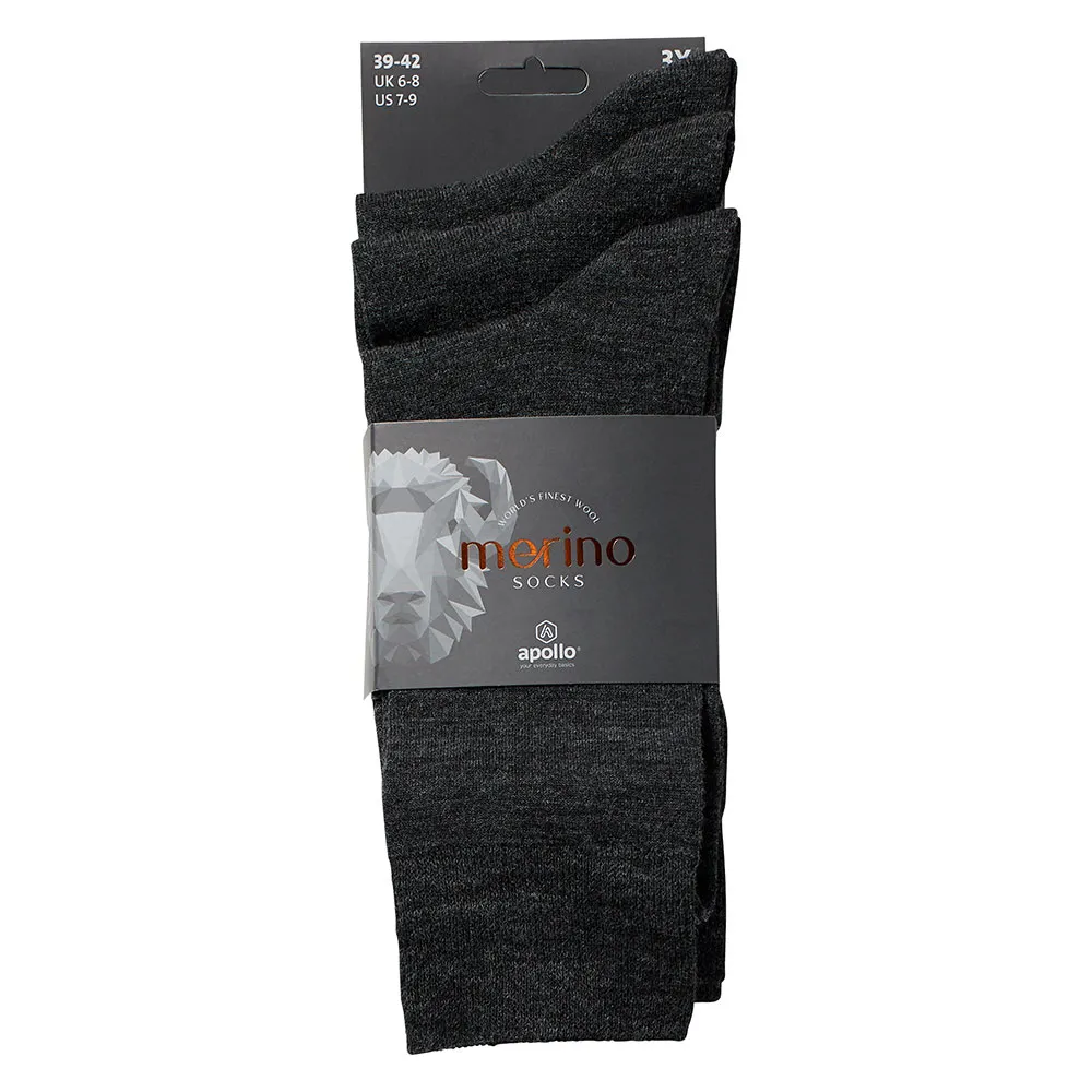 Apollo Merinowollen Sokken 3-pack Antraciet