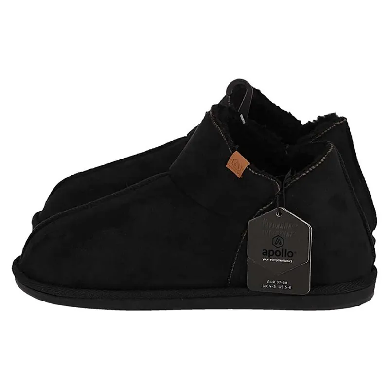 Apollo Pantoffels Dames Boots Suede Zwart