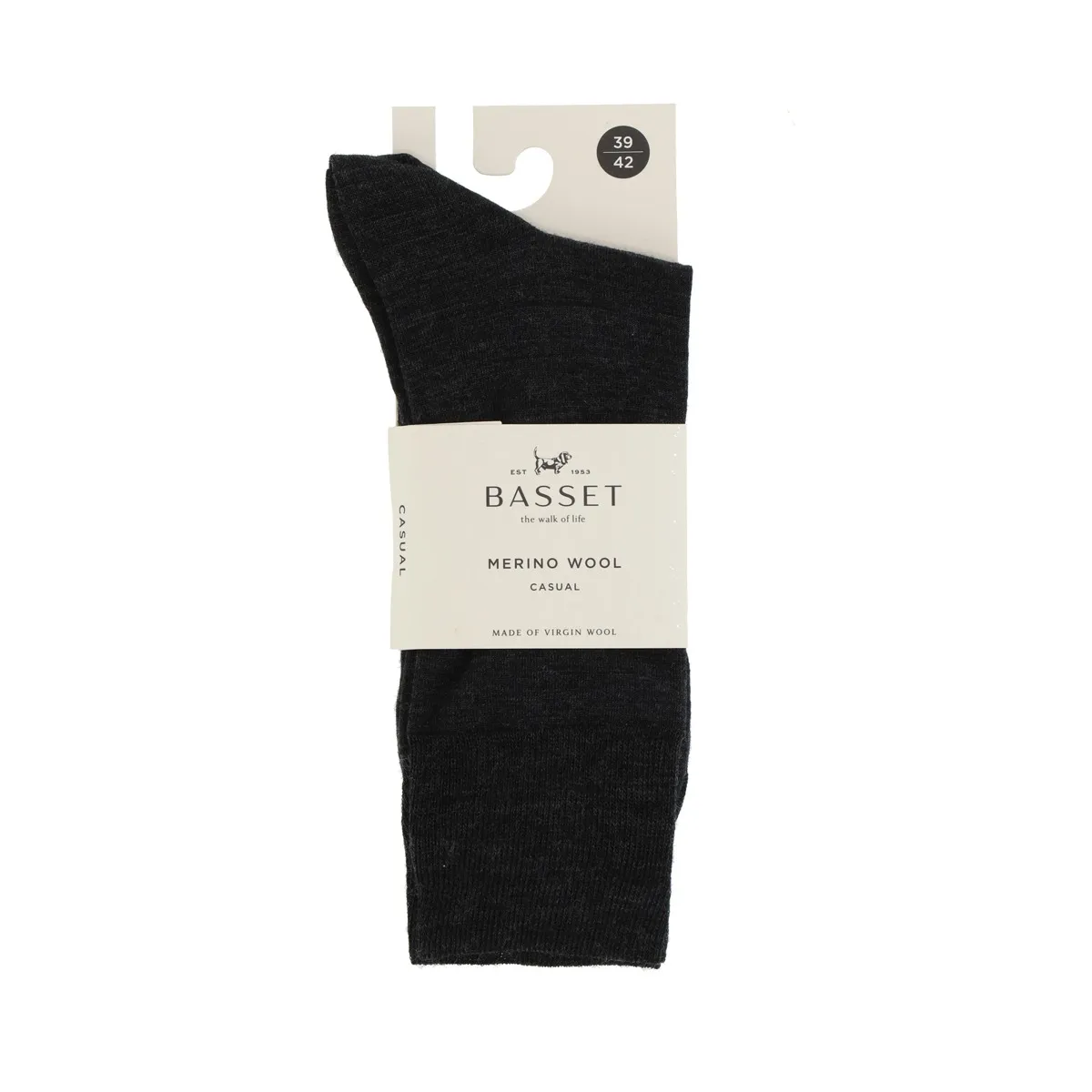 Basset Merinowollen Sokken Casual 3-pack Antraciet