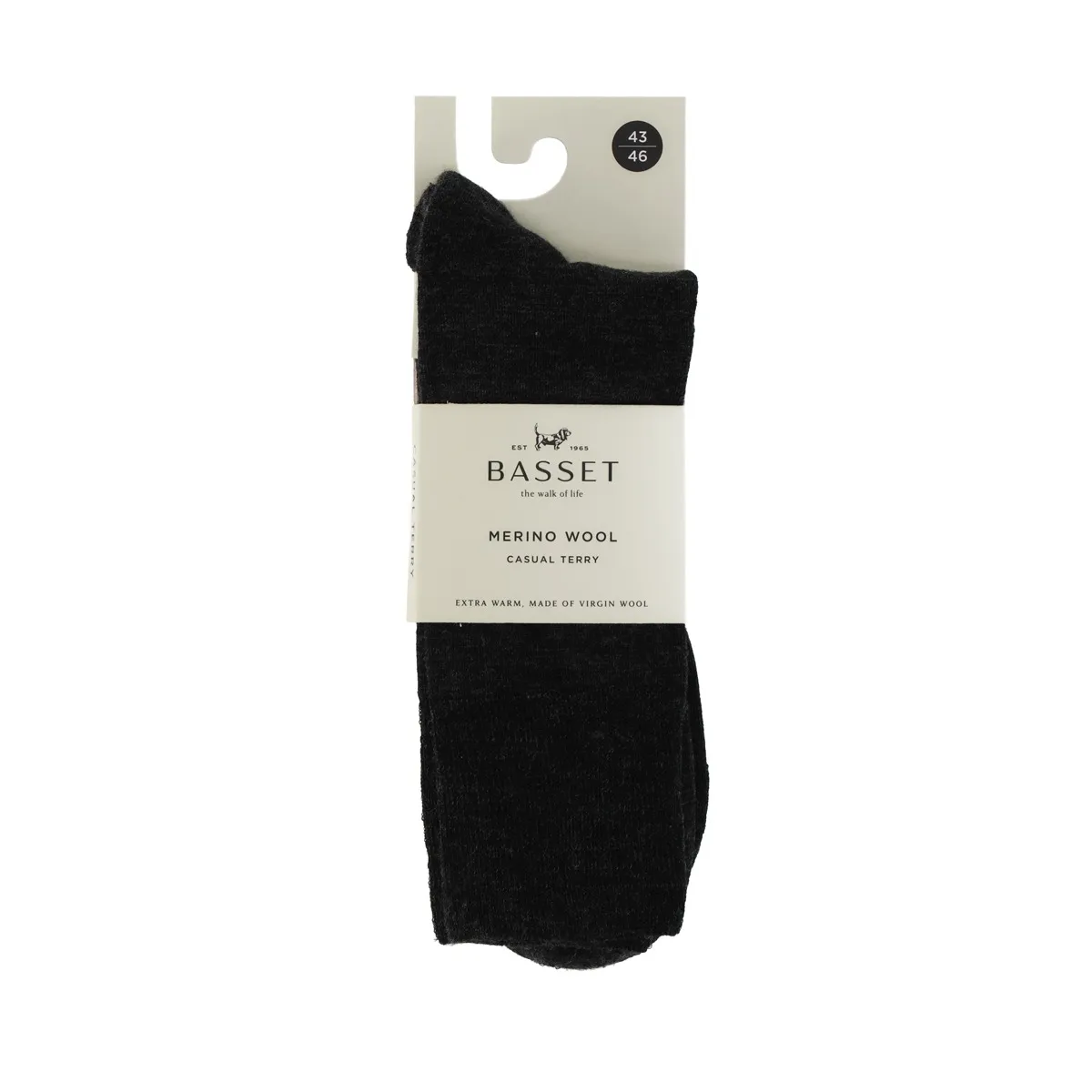 Basset Merinowollen Sokken Casual Badstof Zool 3-pack Antraciet