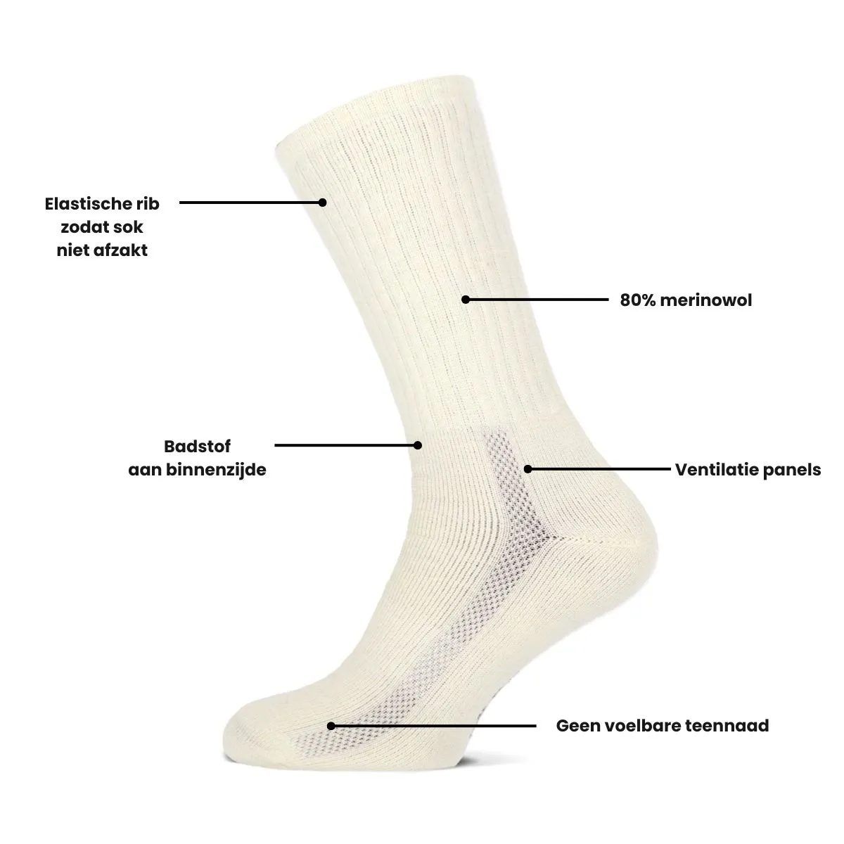 Basset Merinowollen Sokken Comfort Off White