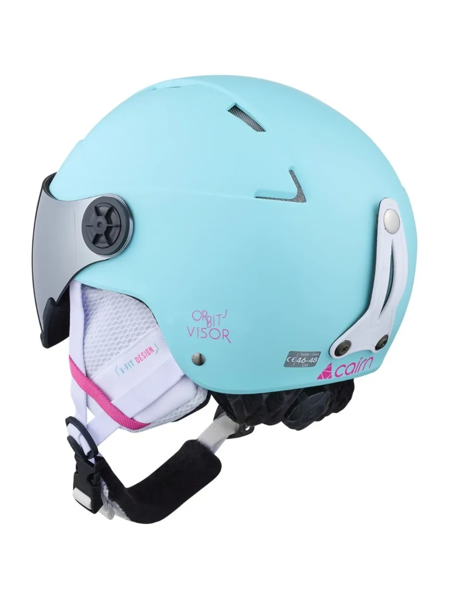 Cairn Kinder Skihelm met Vizier Orbit Visor Turquoise Neon Pink