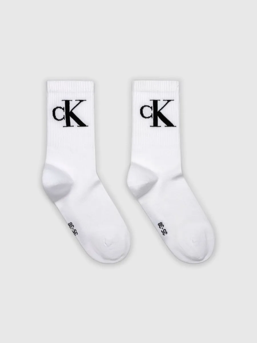 Calvin Klein Sokken Dames Monogram 2-pack Wit