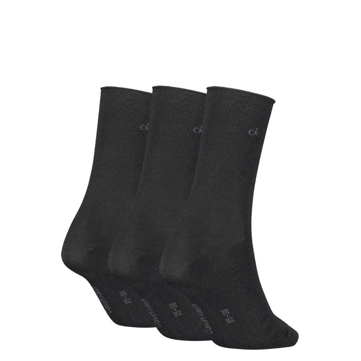 Calvin Klein Sokken Dames Roll Top 3-pack Zwart