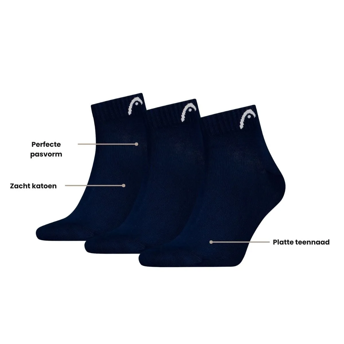 HEAD Quartersokken Training 3-pack Navy