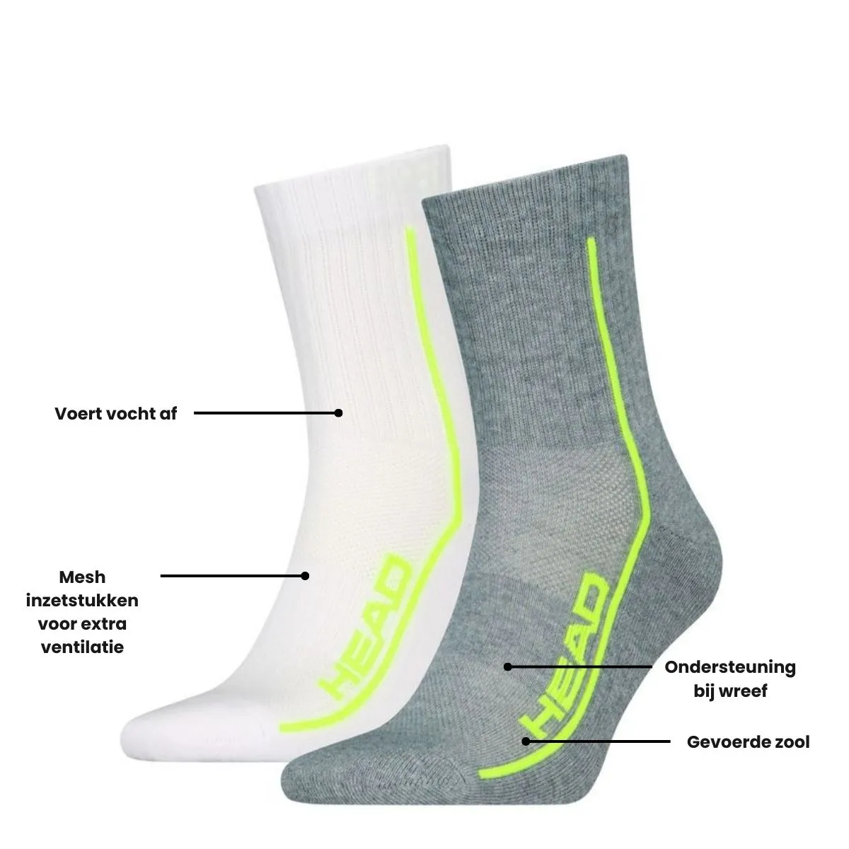 HEAD Sportsokken Performance 2-pack Grey Melange / Wit