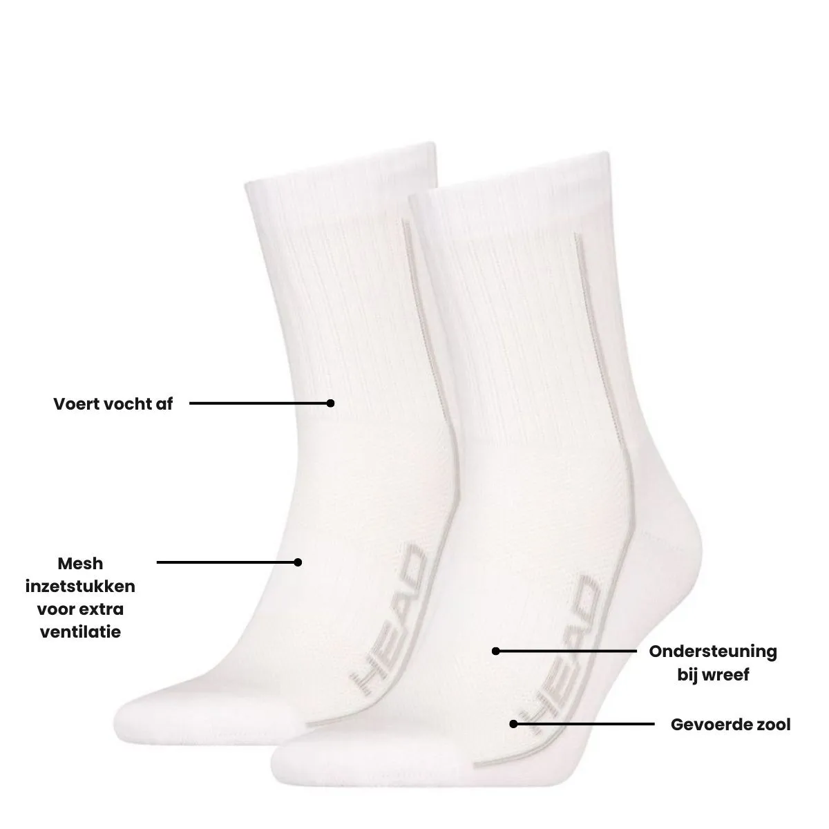 HEAD Short Crew Performance 2-pack Wit